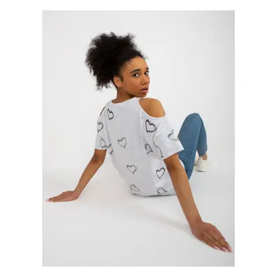 Light grey women's printed short sleeve T-shirt