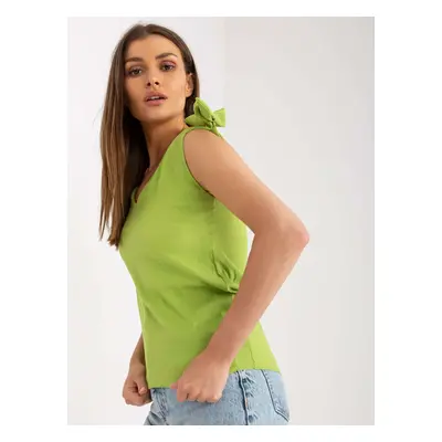 Light green airy top with V rue paris neckline