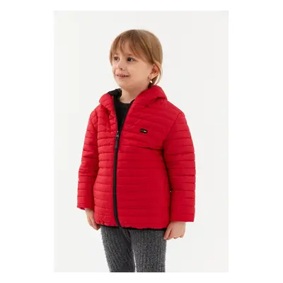 River Club Girl's Water and Windproof Fiber Red Hooded Coat