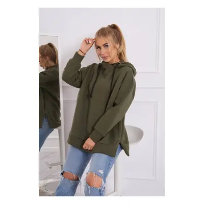 Insulated sweatshirt with zipper on khaki side