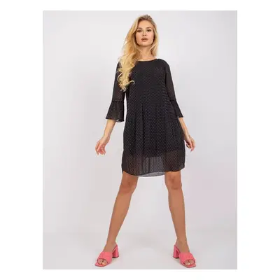 Black pleated dress with Tavua prints