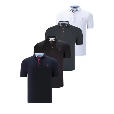 QUAD SET T8582 DEWBERRY MENS T-SHIRT-BLACK-ANTHRACITE-NAVY BLUE-WHITE