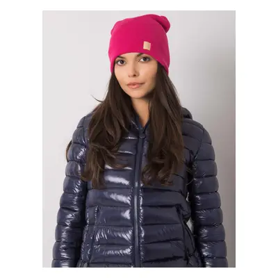 Lady's cap with beanie in pink color