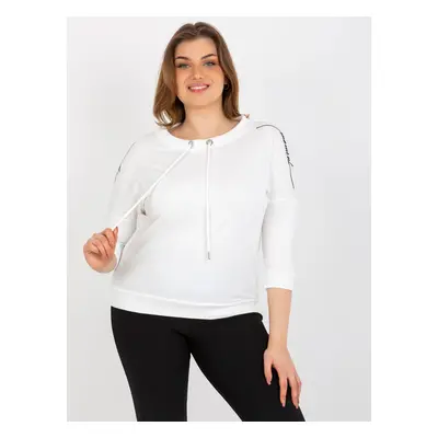 Women's blouse plus size with 3/4 sleeves - ecru