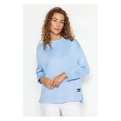 Trendyol Light Blue Label Detail Diver/Scuba Knitted Sweatshirt