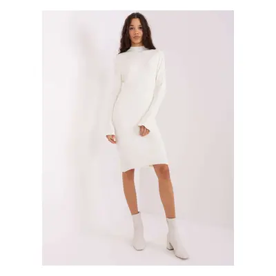 Ecru knitted dress with bell sleeves