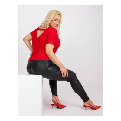 Basic red plus size viscose blouse