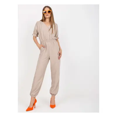 Beige summer jumpsuit with trousers RUE PARIS