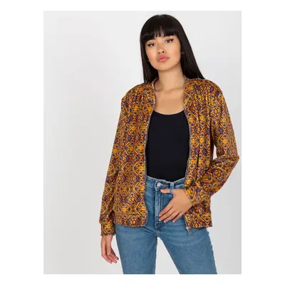 Dark yellow patterned viscose bomber sweatshirt RUE PARIS