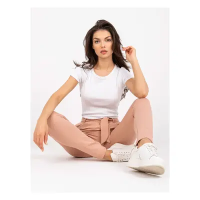 RUE PARIS beige fabric trousers with pockets