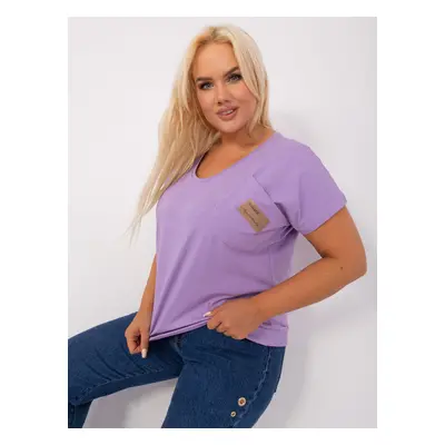 Light purple plus size blouse with pocket