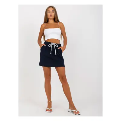 Basic cotton mini skirt in navy blue