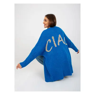 Dark blue women's cardigan with OCH BELLA inscription on the back