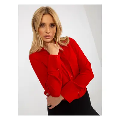 Red elegant classic shirt with collar