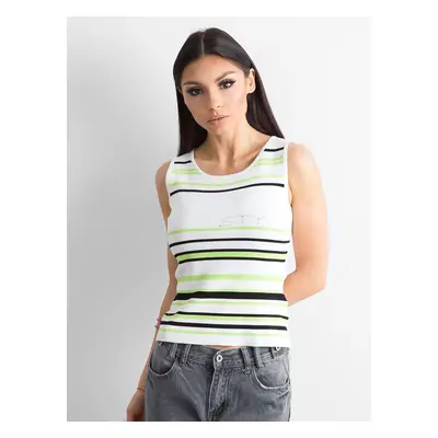 White and green striped top