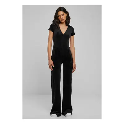 Women's velvet jumpsuit in black color