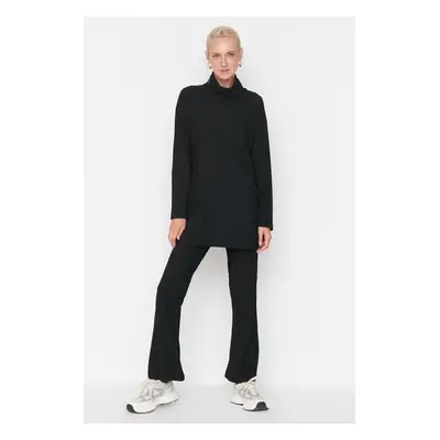 Trendyol Black Turtleneck Tunic-Pants Knitted Suit