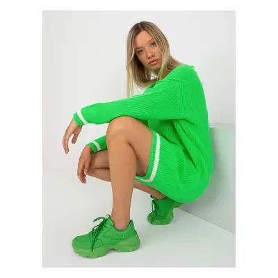 Fluo Green Minidress with neckline in V RUE PARIS