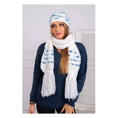 Women's set with scarf Anika K304 ecru+jeans