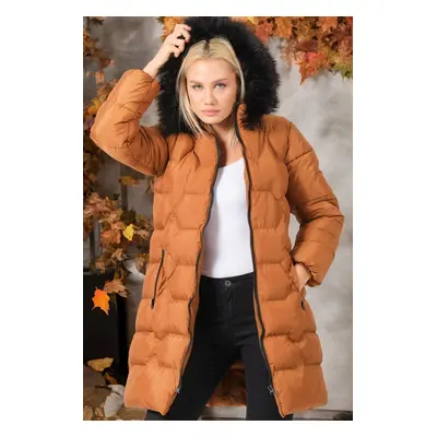 Z6760 DEWBERRY LADIES' COAT-PLAIN TAN