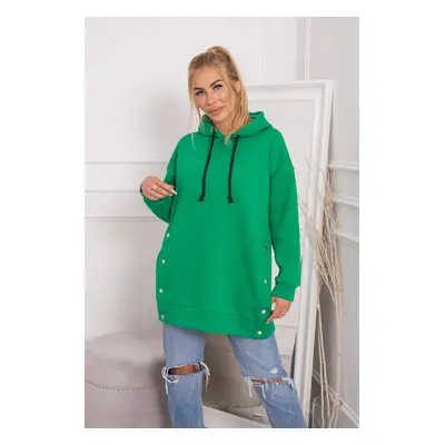 Insulated sweatshirt with snap studs light green