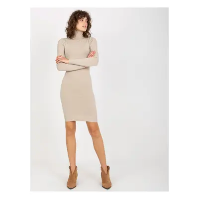 Light beige smooth turtleneck dress