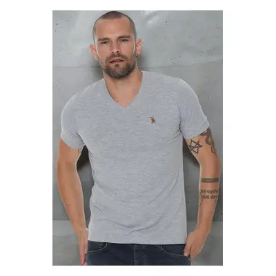 T8568 DEWBERRY V-NECK MEN'S T-SHIRT-DARK GREY