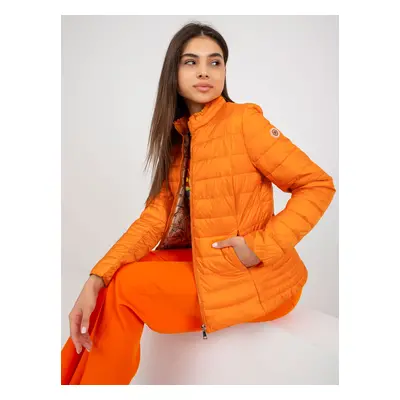 Orange quilted jacket without hood