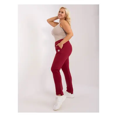 Burgundy cotton women's sweatpants plus size