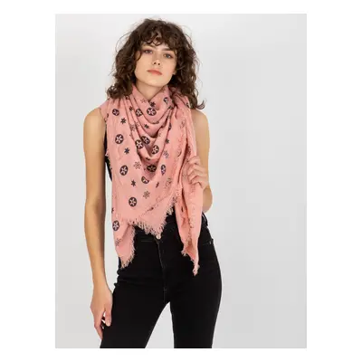 Women's scarf with print - powder pink