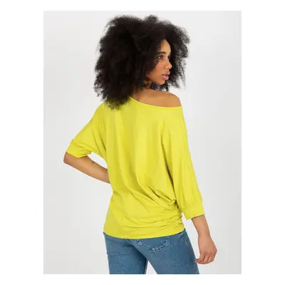 Lime women's bat blouse for one shoulder