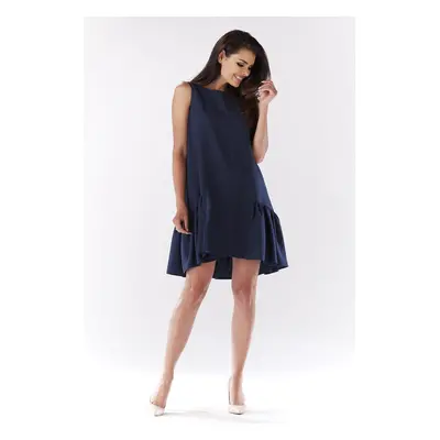 Awama Woman's Dress A176 Navy Blue