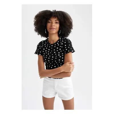 DEFACTO Slim Fit Short Sleeve Polka Dot Print T-Shirt