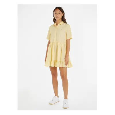 Light Yellow Ladies Shirt Dress Tommy Jeans - Ladies