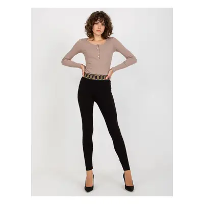 Casual black cotton leggings with elastic waistband