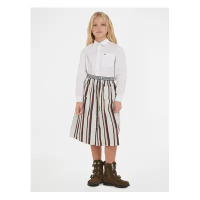 Creamy Girly Striped Midi Skirt Tommy Hilfiger - Girls