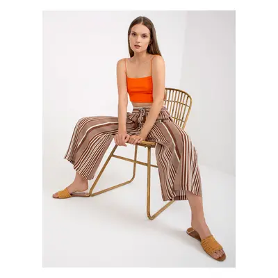 Brown wide trousers made of striped fabric SUBLEVEL