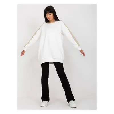 Basic white-beige sweatshirt tunic in oversized cut RUE PARIS