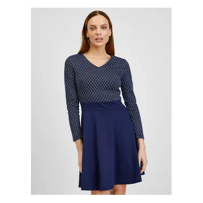 Orsay Dark blue ladies patterned dress - Women