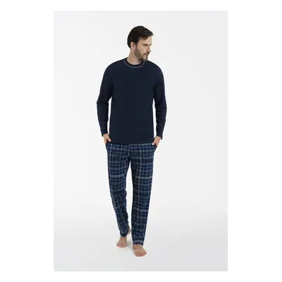 Men's pyjamas Ruben, long sleeves, long pants - navy blue/print