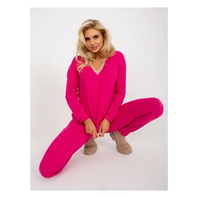 Fuchsia Two Piece Cotton Casual Set