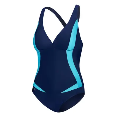 AQUA SPEED Woman's Swimming Suit Greta Navy Blue/Blue Pattern