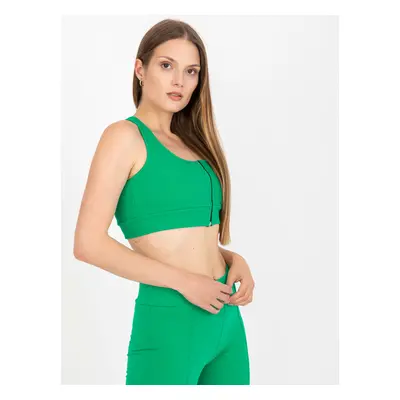 Green ribbed basic crop top made of cotton RUE PARIS