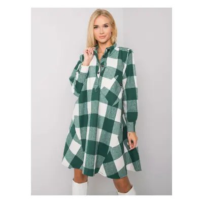 Green-and-white plaid shirt dress by Sovvina