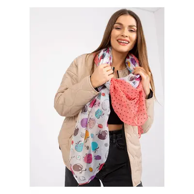 White-coral scarf with print