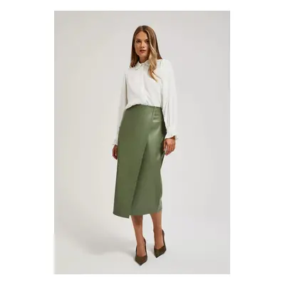 Waxed midi skirt