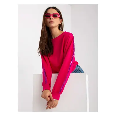 Short fuchsia sweatshirt RUE PARIS with sequins