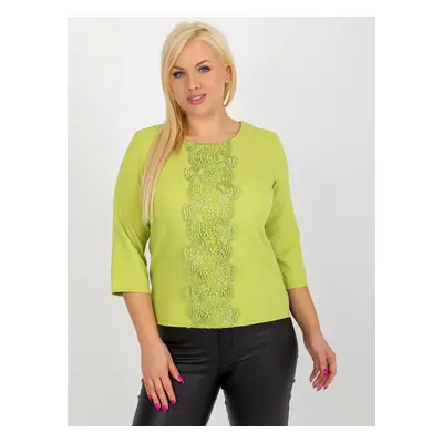 Lime elegant blouse plus size with lace