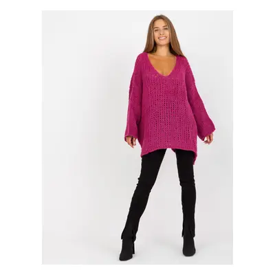 Oversized fuchsia sweater with wool OCH BELLA