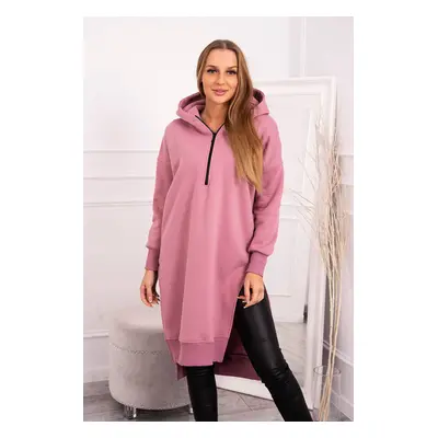 Insulated sweatshirt with slits on the sides, dark pink